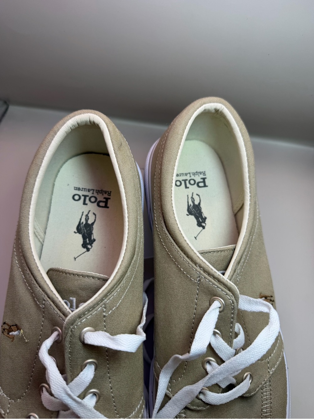 Polo Ralph Lauren Faxon X Tan Canvas Sneakers Mens 10 Casual Shoes - Picture 10 of 11